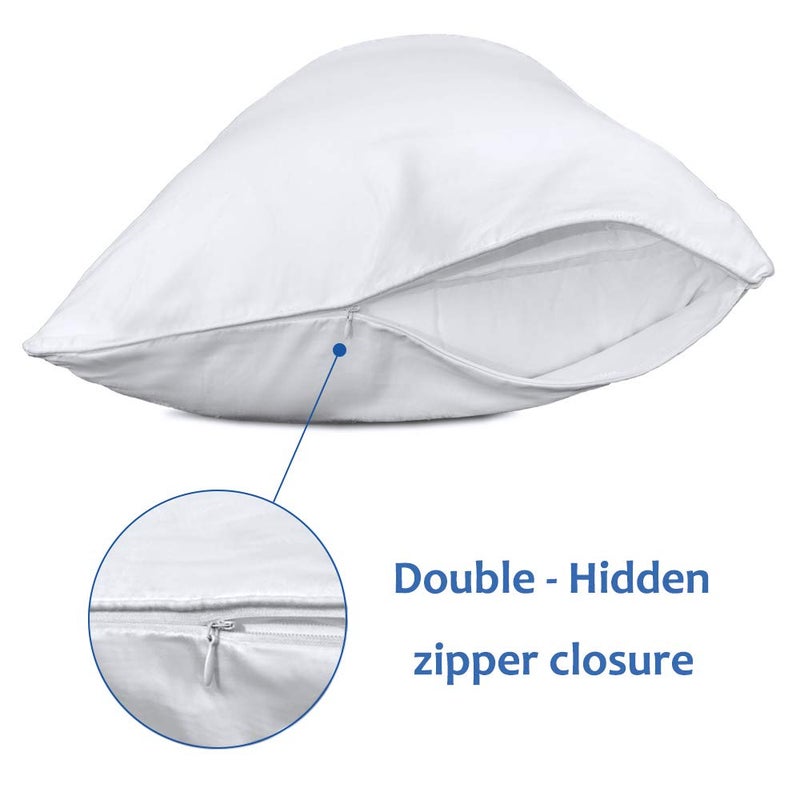 Precoco Body Pillow Pillowcase, 100% Cotton White Body Pillow Cover with Double Zipper, 20" x 54" Super Soft 600 Thread Count Case Covers for Easy Put in & Off, 1 Pack - Image 3